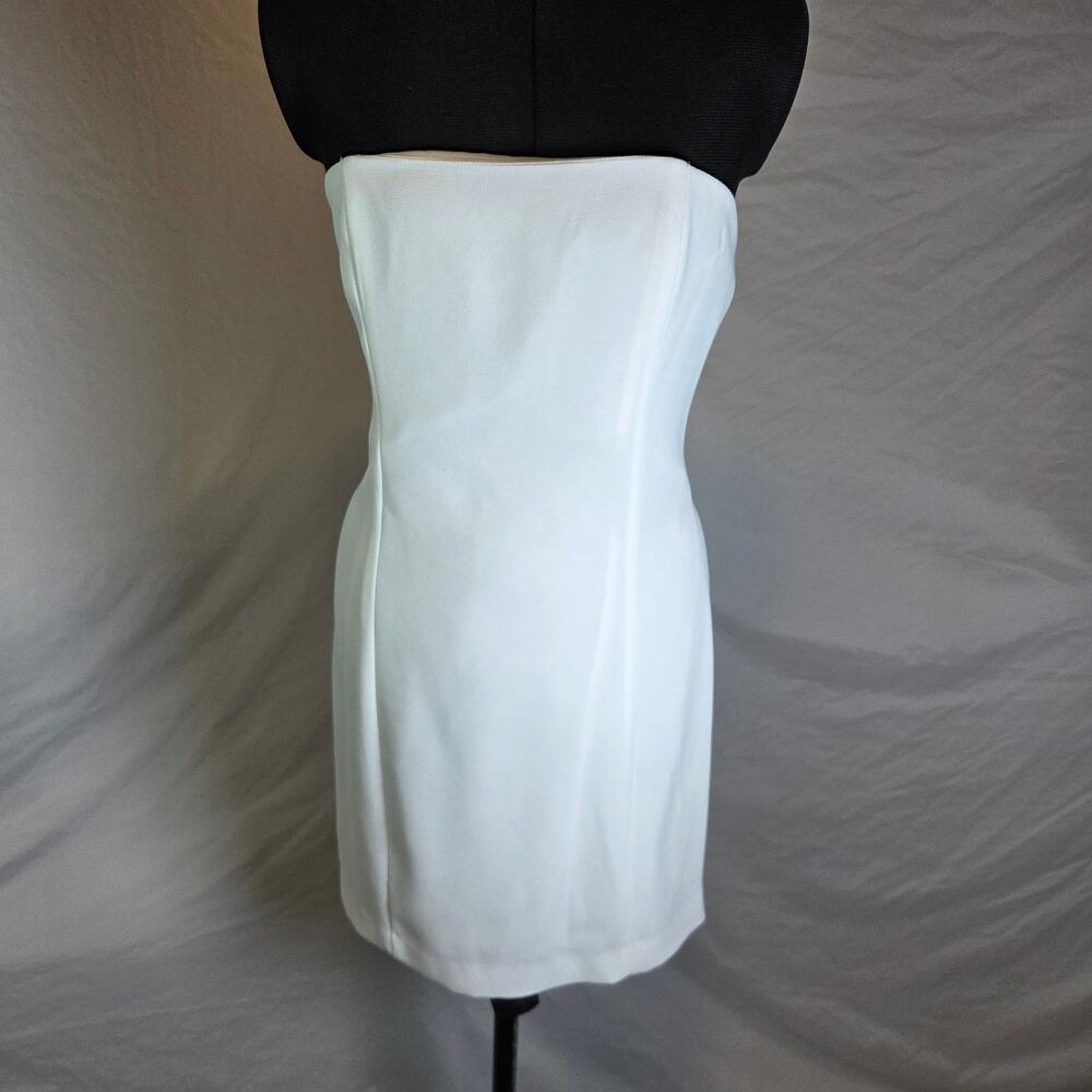 Hugo Buscati White Strapless Mini Dress USA Womens Size 10 Y2K Vintage